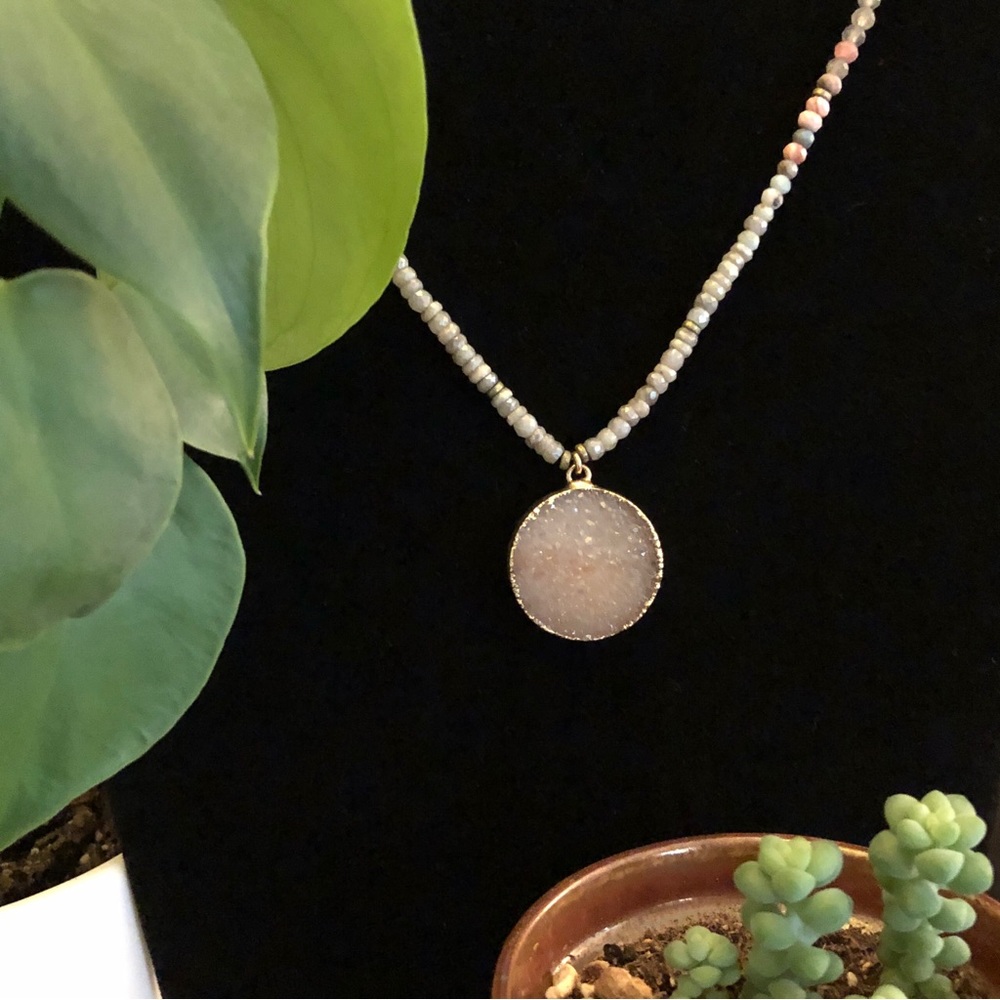 Gemstone and Druzy Necklace - Keep it Neutral - Mickey Lynn
